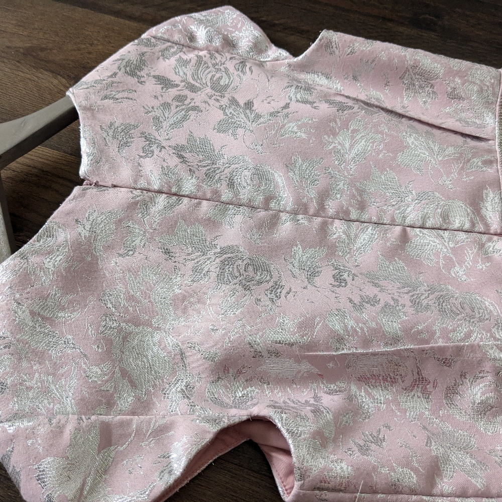 Beautiful Carmen Marc Valvo satin dress size 6 pink silver embellished - Picture 11 of 11